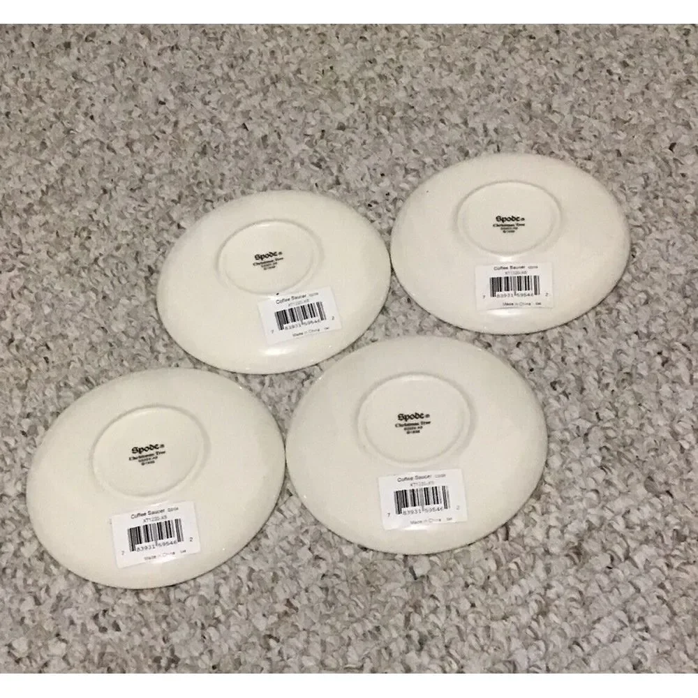 Set Of 4 Espresso Spode Cups With 4 Matching Saucers… Christmas Edition‎